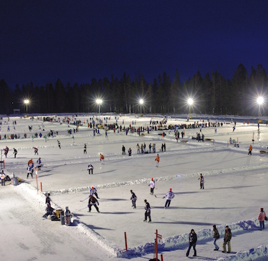 Canadians Playing Hockey Outdoors