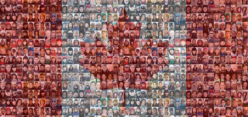 Canadian Flag With Mosaic of Faces