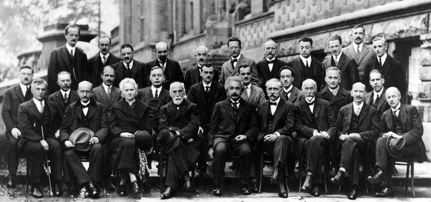 Marie Curie Sits Among Many Male Scientists